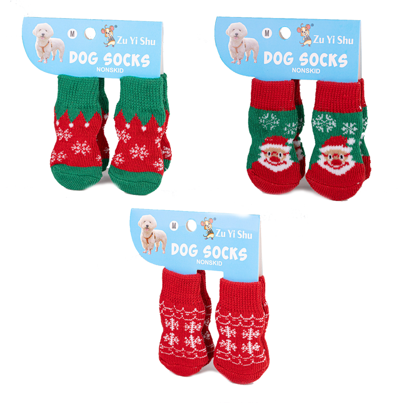 Christmas Anti-Slip Dog Socks, 3 Sets (12 Pcs Total), 15 Holiday Patterns For Puppy Medium Large Dogs