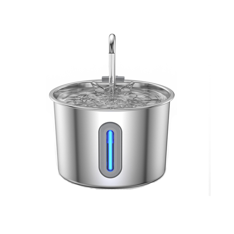 2L Pet Water Fountain, 304 Stainless Steel Automatic Water Dispenser for Cats & Dogs, Quiet Circulating Water Fountain with Bonus Filter Replacements 