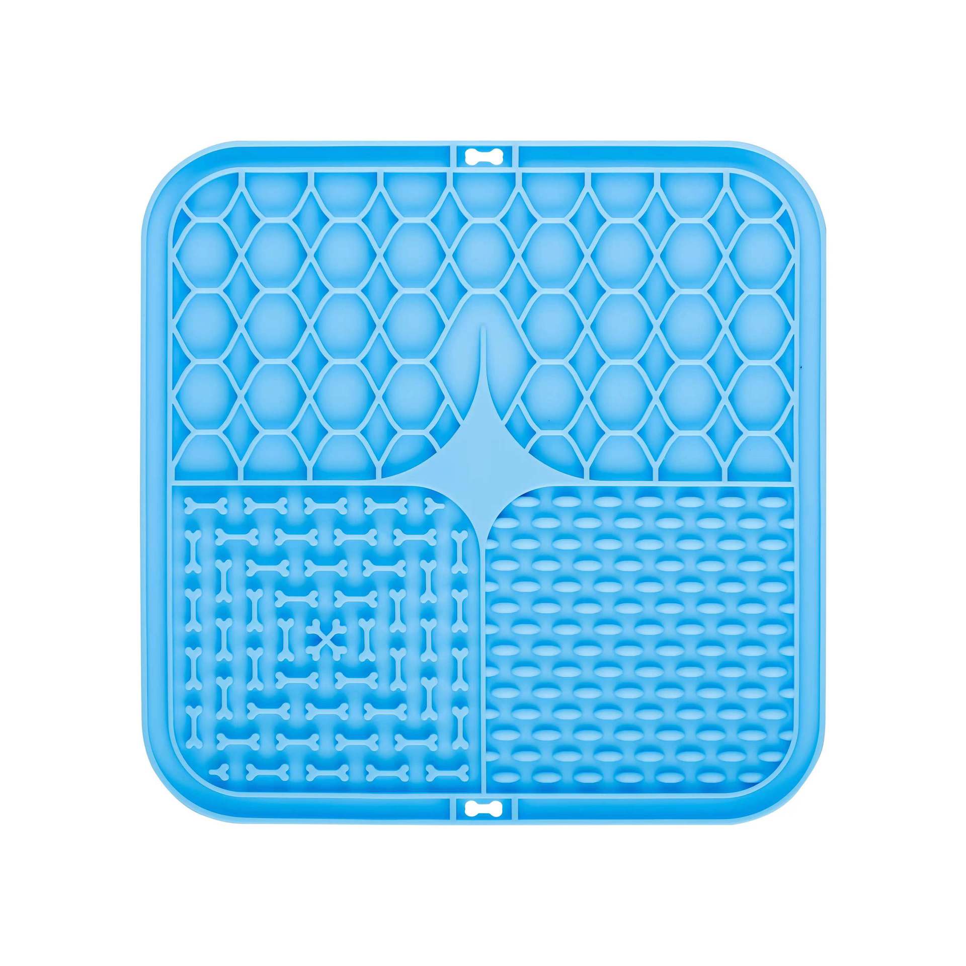 4 Grid Basic Square Silicone Pet Lick Mat Strong Suction Slow Feeder Pad for Dogs Cats