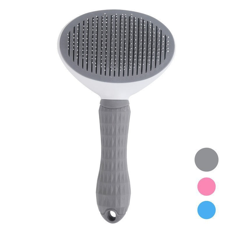 Self‑Cleaning Slicker Brush for Dogs & Cats, One‑Button Release Loose Hair, Gentle Fine Round Pins Pet Grooming Comb