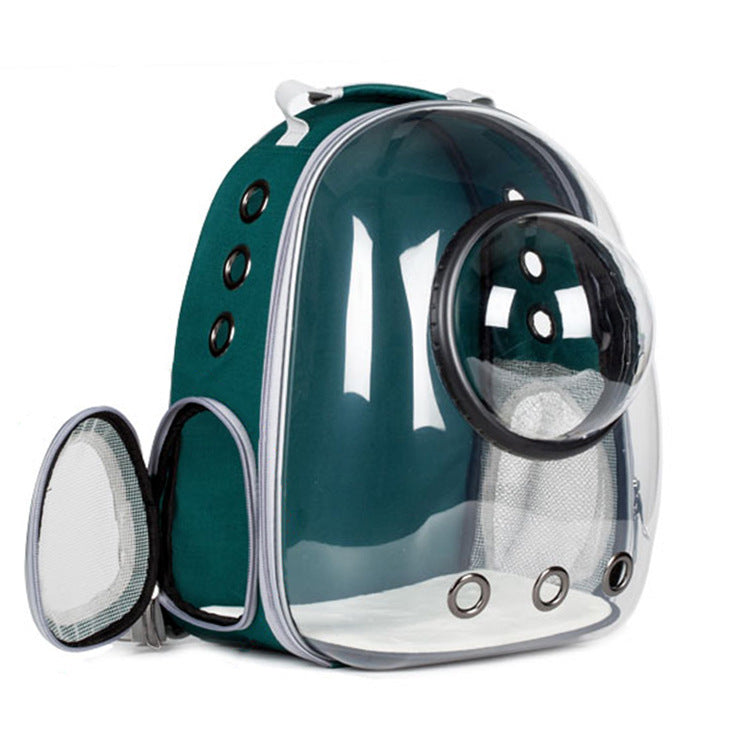 Cat Space Backpack Carrier, Semi‑Shaded Privacy Clear Pet Travel Backpack, Breathable Carrier for Small Cats & Puppies Under 6kg