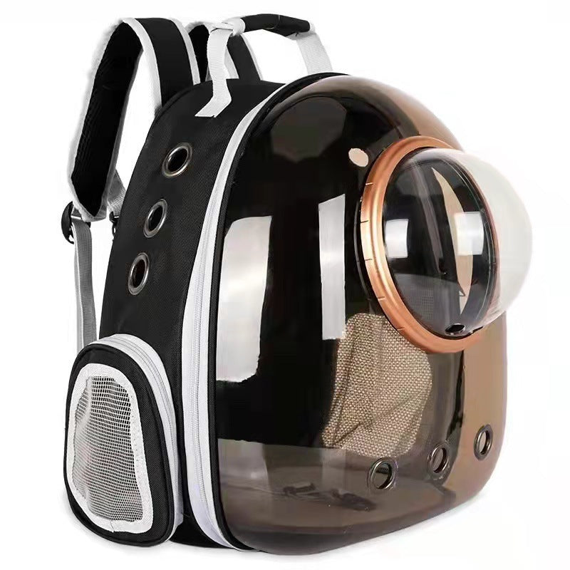 Cat Space Backpack Carrier, Semi‑Shaded Privacy Clear Pet Travel Backpack, Breathable Carrier for Small Cats & Puppies Under 6kg