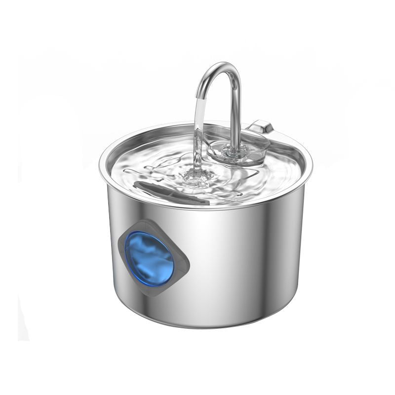 2L Pet Water Fountain, 304 Stainless Steel Automatic Water Dispenser for Cats & Dogs, Quiet Circulating Water Fountain with Bonus Filter Replacements 