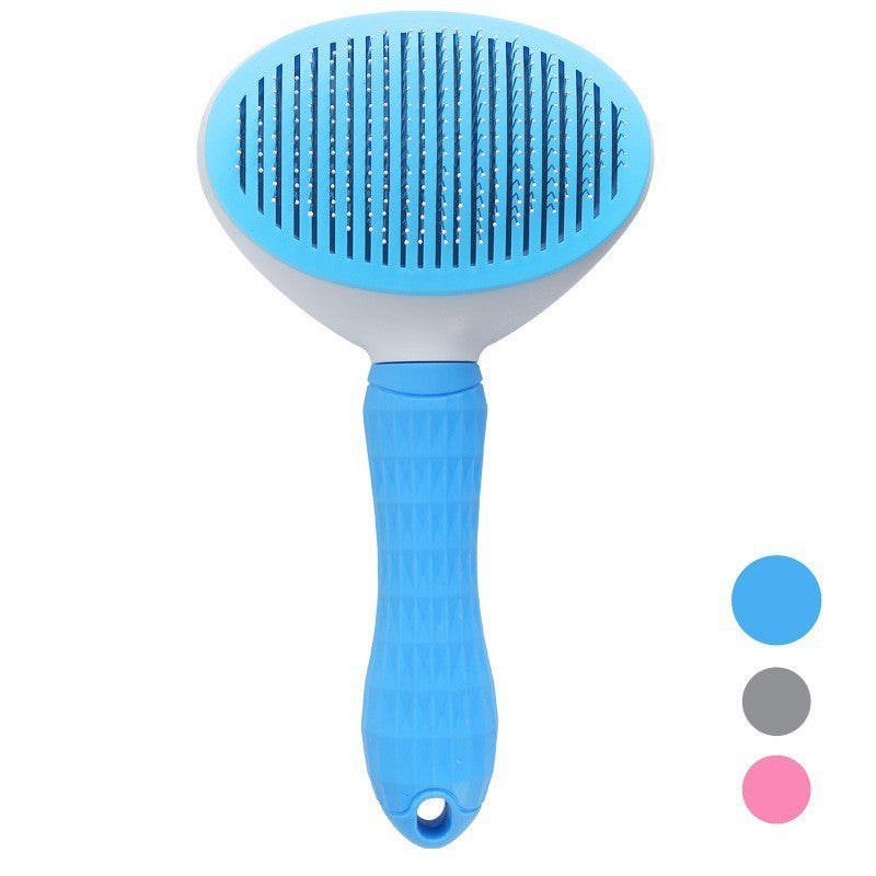 Self‑Cleaning Slicker Brush for Dogs & Cats, One‑Button Release Loose Hair, Gentle Fine Round Pins Pet Grooming Comb