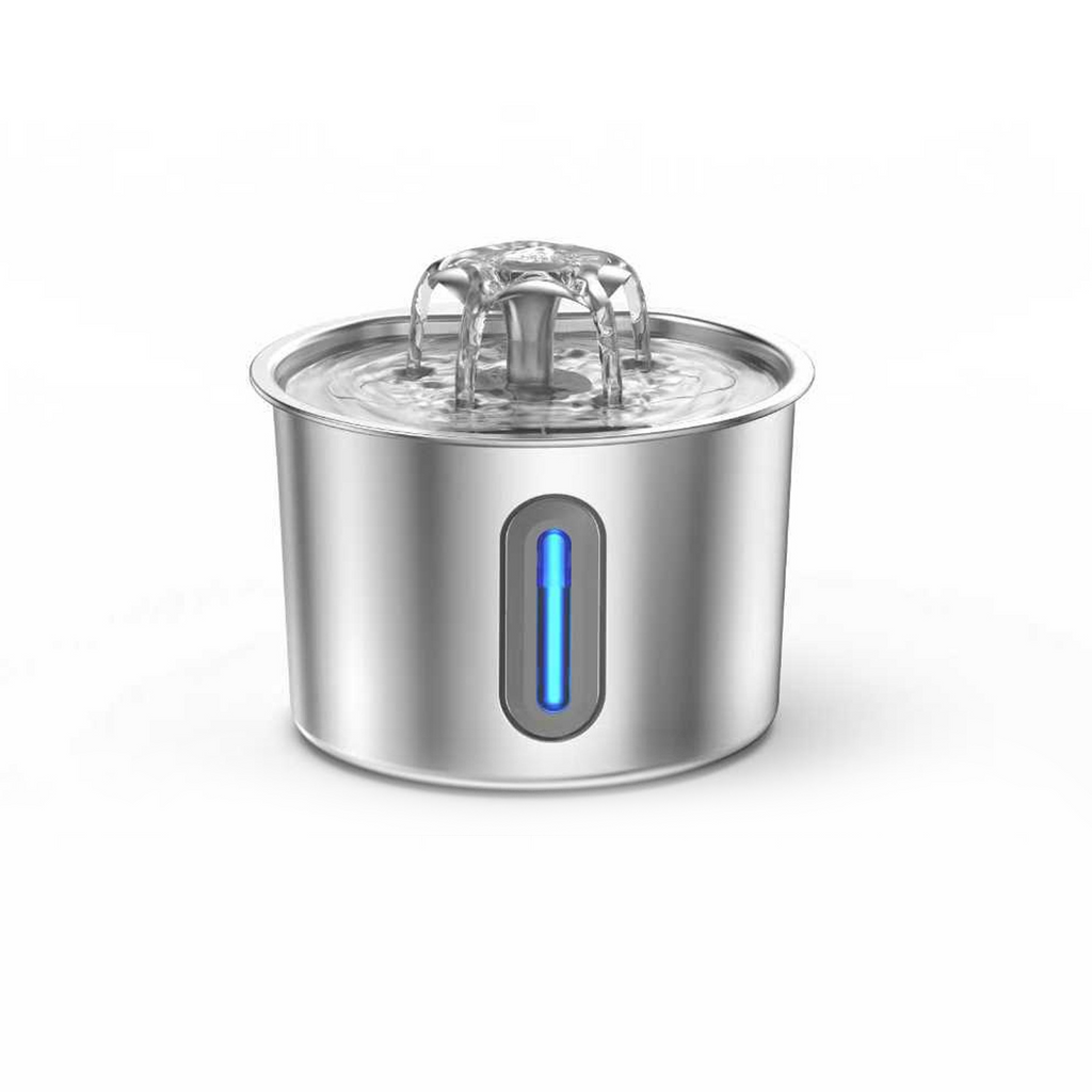 2L Pet Water Fountain, 304 Stainless Steel Automatic Water Dispenser for Cats & Dogs, Quiet Circulating Water Fountain with Bonus Filter Replacements 