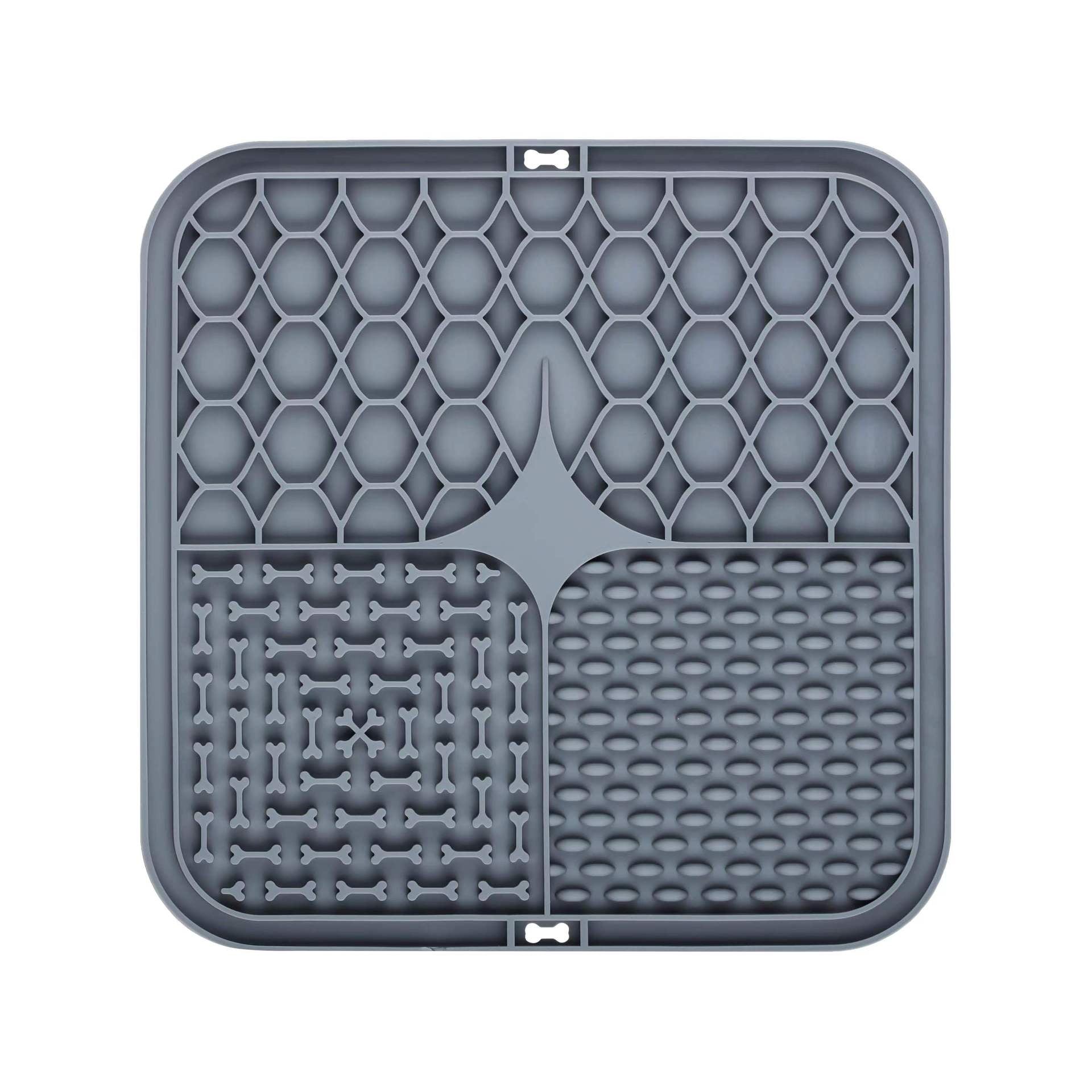 4 Grid Basic Square Silicone Pet Lick Mat Strong Suction Slow Feeder Pad for Dogs Cats