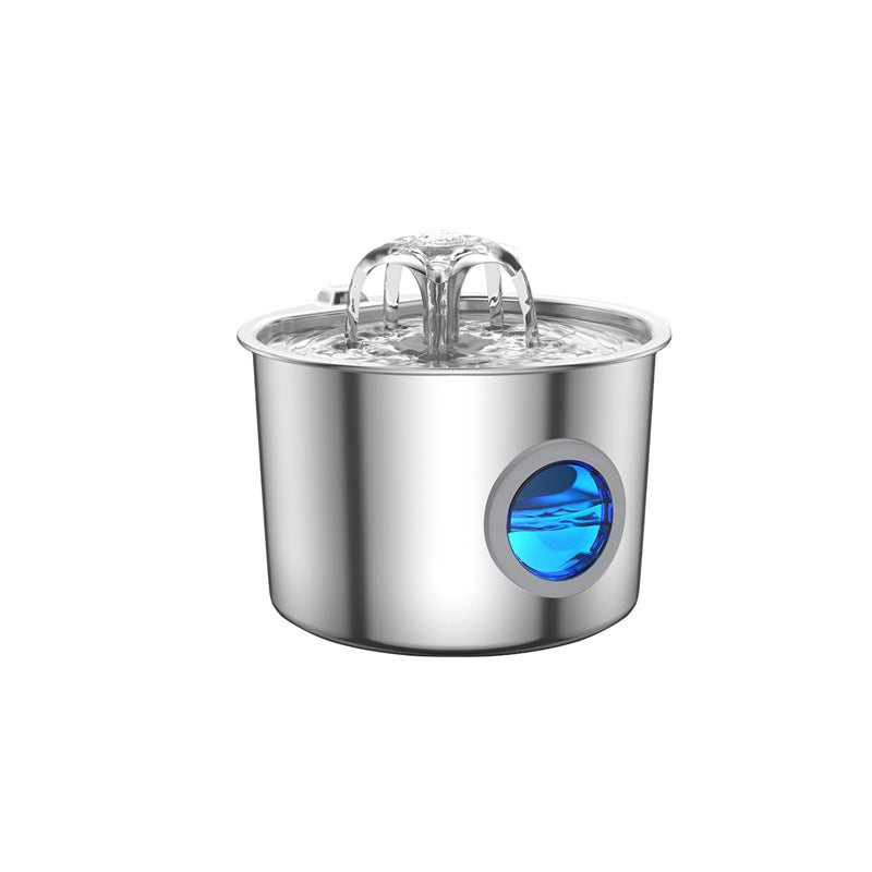 2L Pet Water Fountain, 304 Stainless Steel Automatic Water Dispenser for Cats & Dogs, Quiet Circulating Water Fountain with Bonus Filter Replacements 
