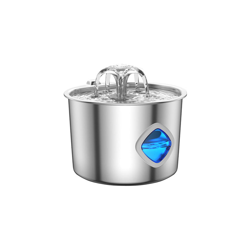 2L Pet Water Fountain, 304 Stainless Steel Automatic Water Dispenser for Cats & Dogs, Quiet Circulating Water Fountain with Bonus Filter Replacements 