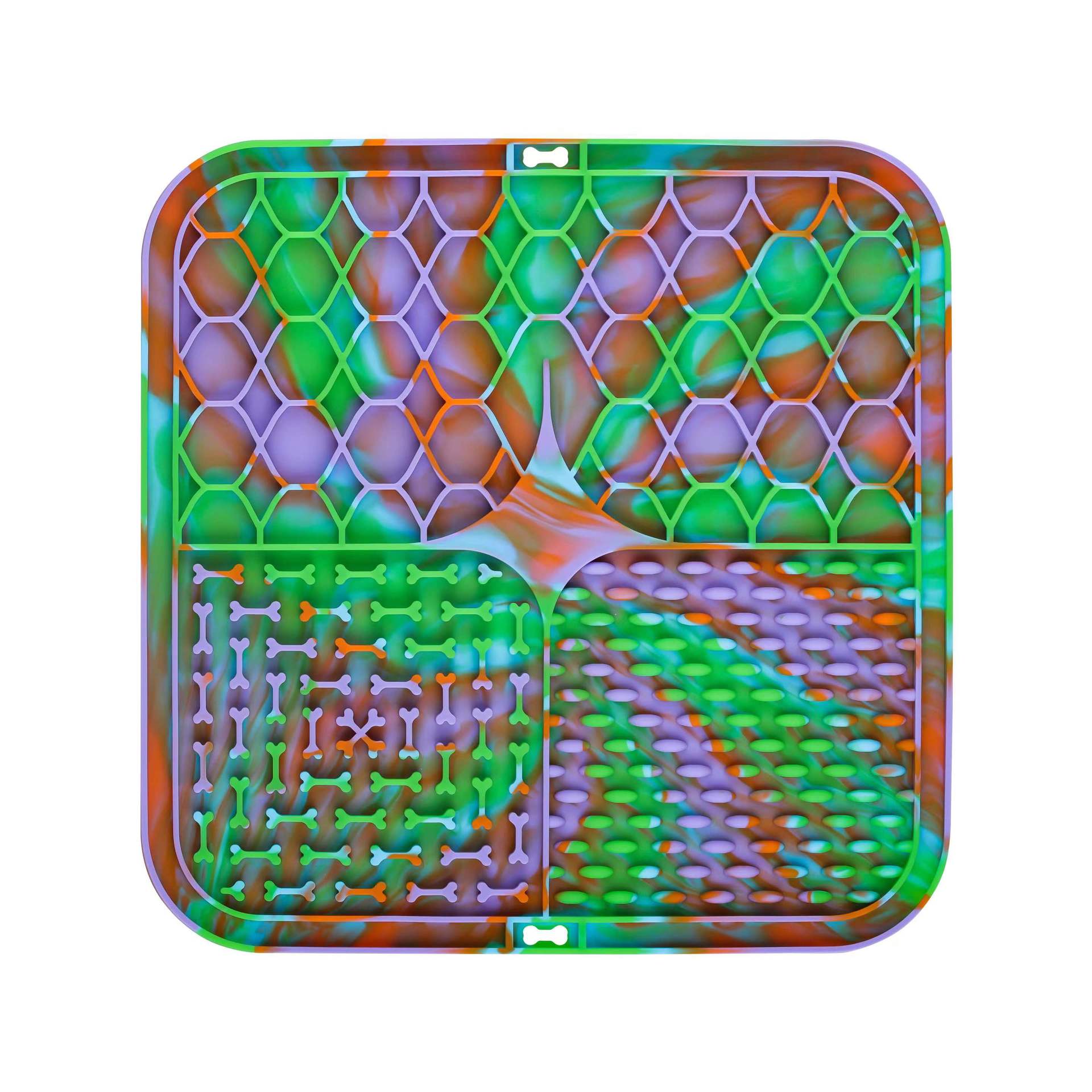 4 Grid Basic Square Silicone Pet Lick Mat Strong Suction Slow Feeder Pad for Dogs Cats