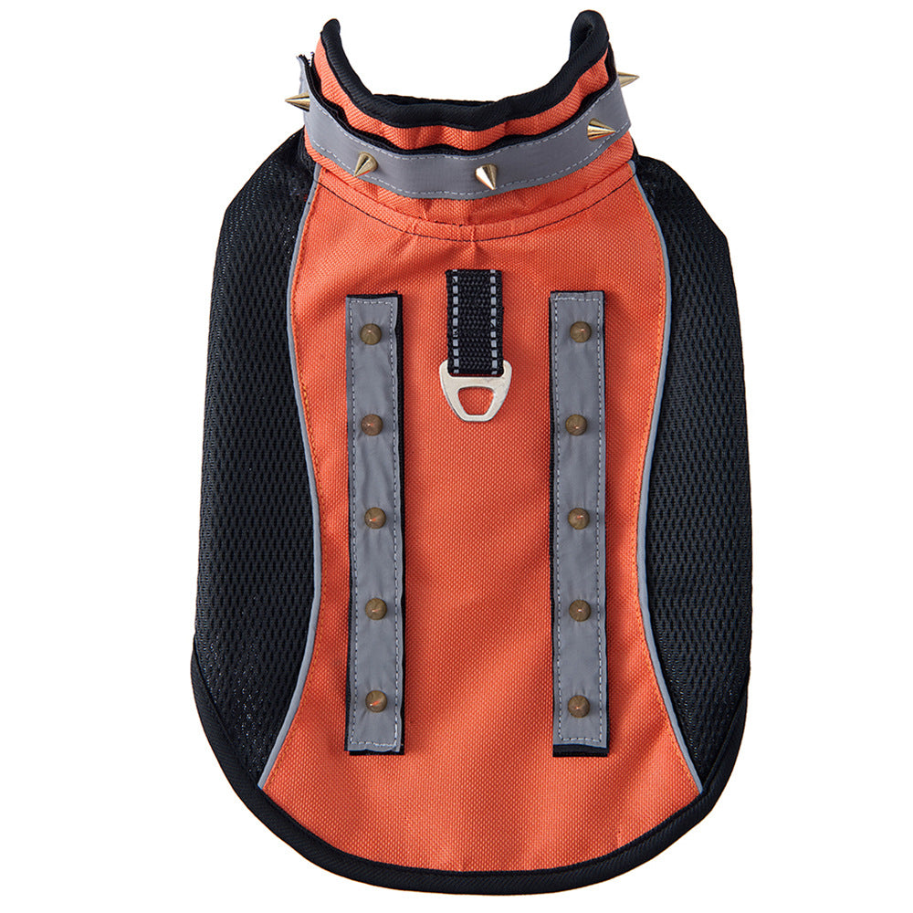 Spiked Dog Protective Vest,Adjustable Anti‑Scratch Anti‑Bite Harness Vest with Reflective Strips & Top Handle,Camo Safety Training Vest for Small Medium Dogs